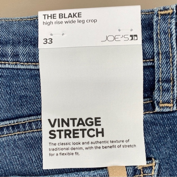Joe’s Jeans Blake Wide Leg Crop High Rise Vintage Heirloom Blue Jean Size 33 NEW - Picture 10 of 12